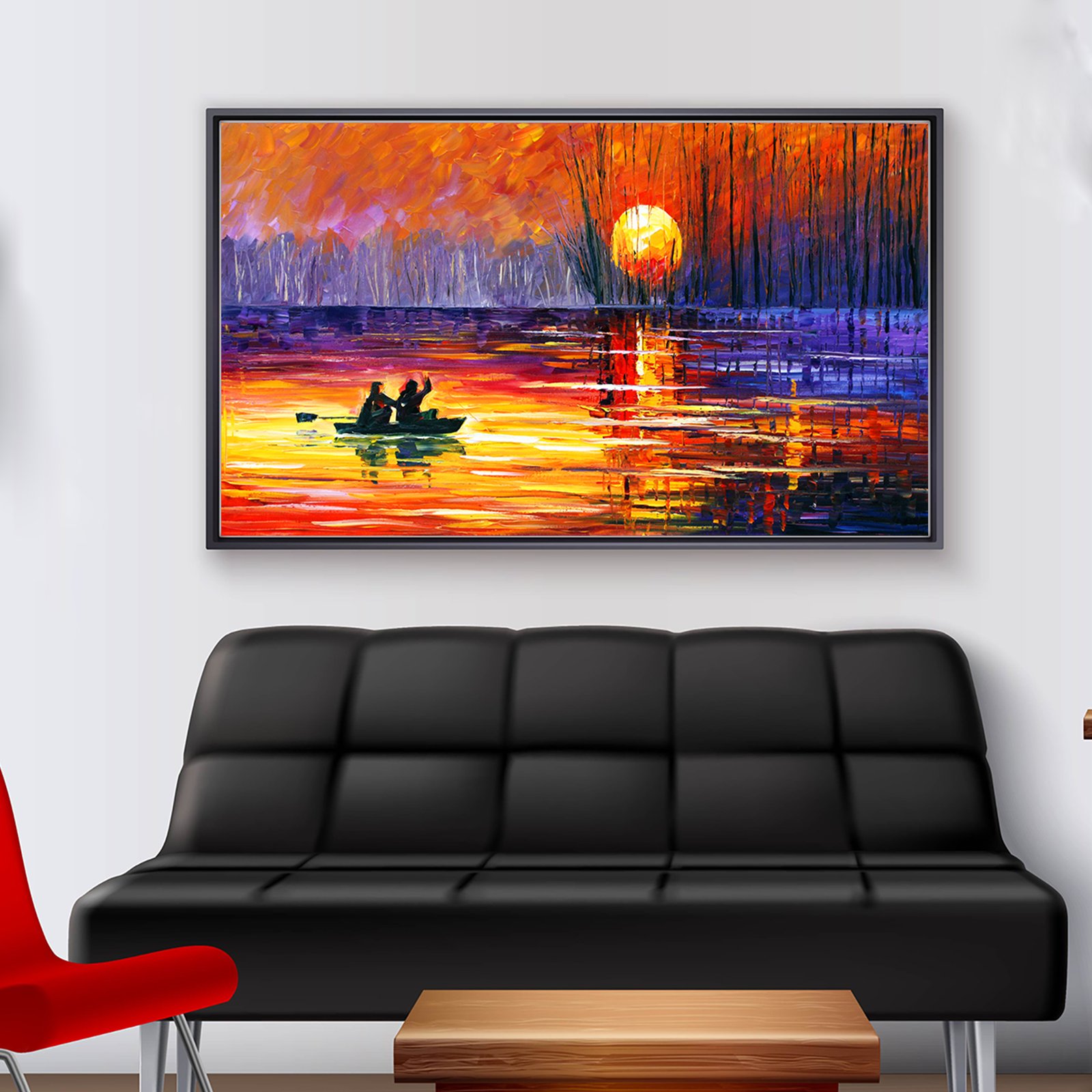 Classic Sunset Fishing Premium Canvas Wall Painting decorative masterpiece for home decor